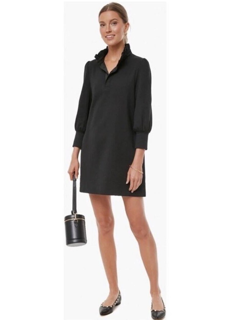 Tuckernuck Pomander Place Charlotte Terry Mini Dress Black Ruffle